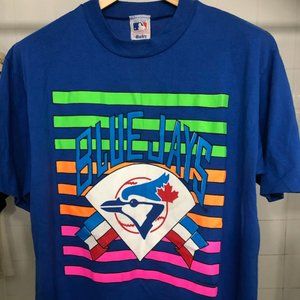 RARE VINTAGE TORONTO BLUE JAYS 1991 MLB T-SHIRT SIZE XL MADE IN CANADA